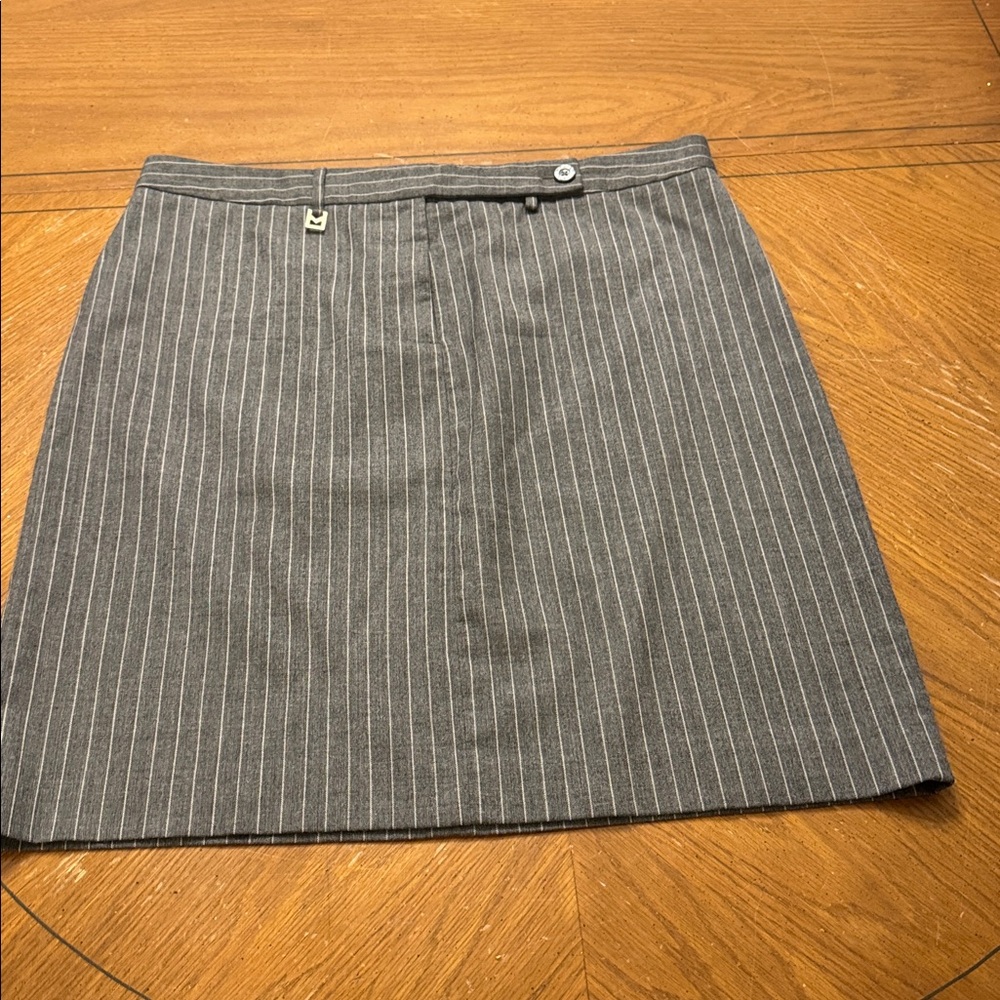 MICHAEL KORS vintage gray pinstripe wool blend pencil mini skirt sz 16 EUC